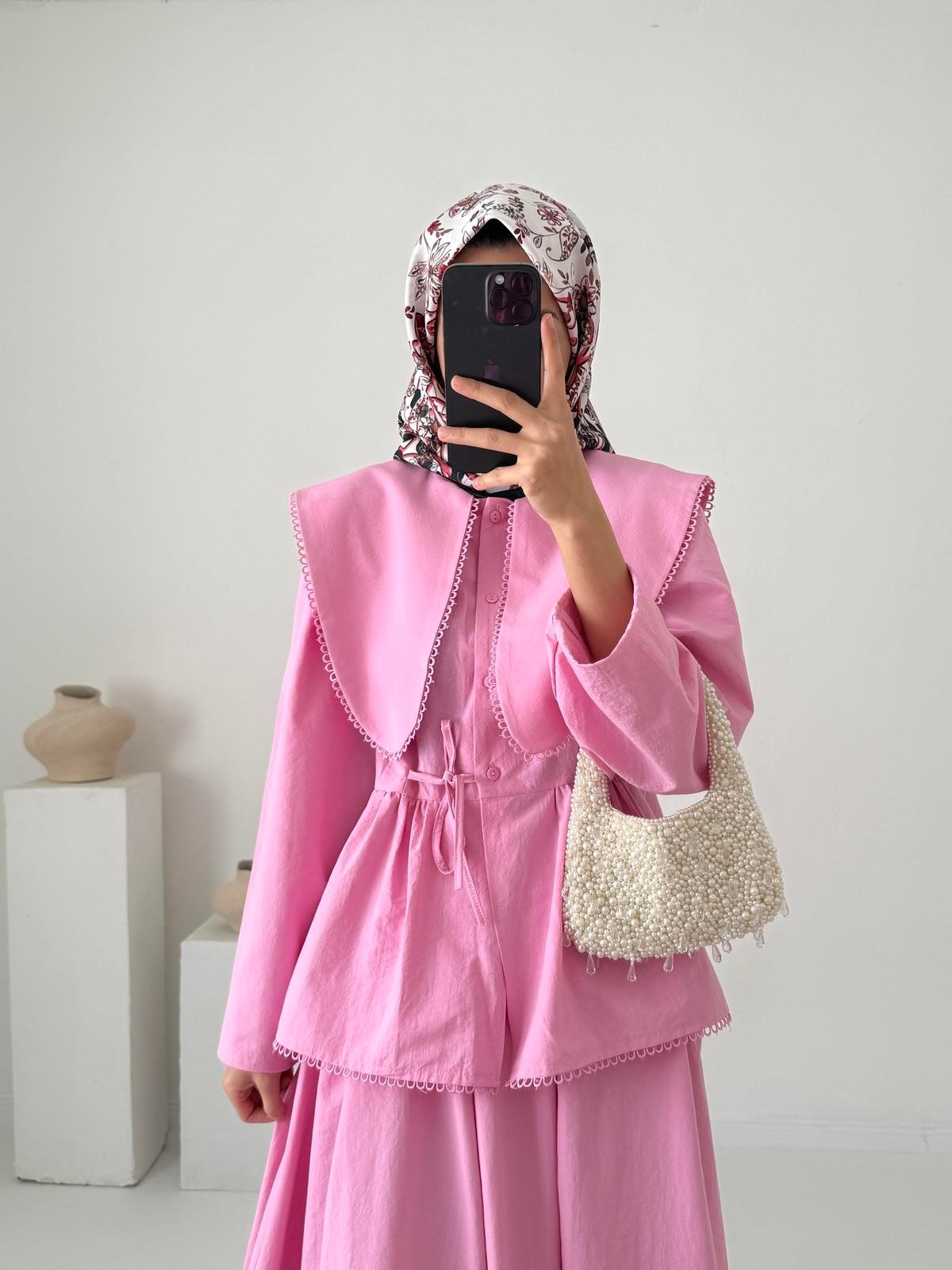 Brode Nakışlı Takım - Pembe