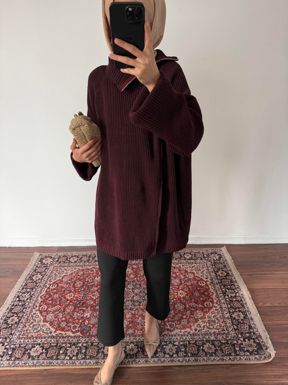 Çelik Örme Kazak - Bordo