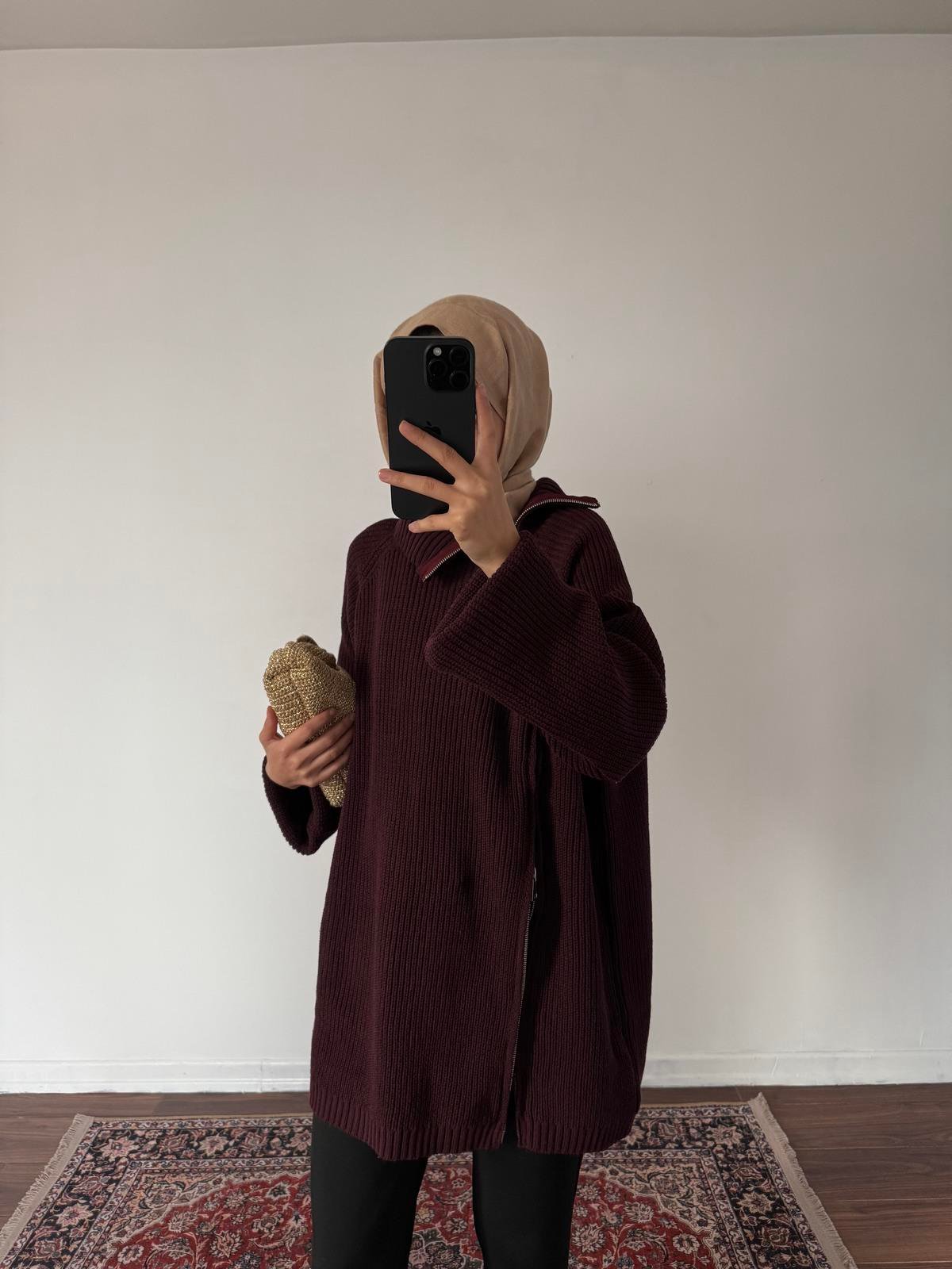 Çelik Örme Kazak - Bordo