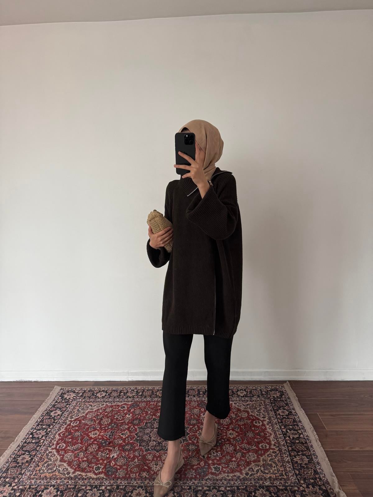 Çelik Örme Kazak - Kahve