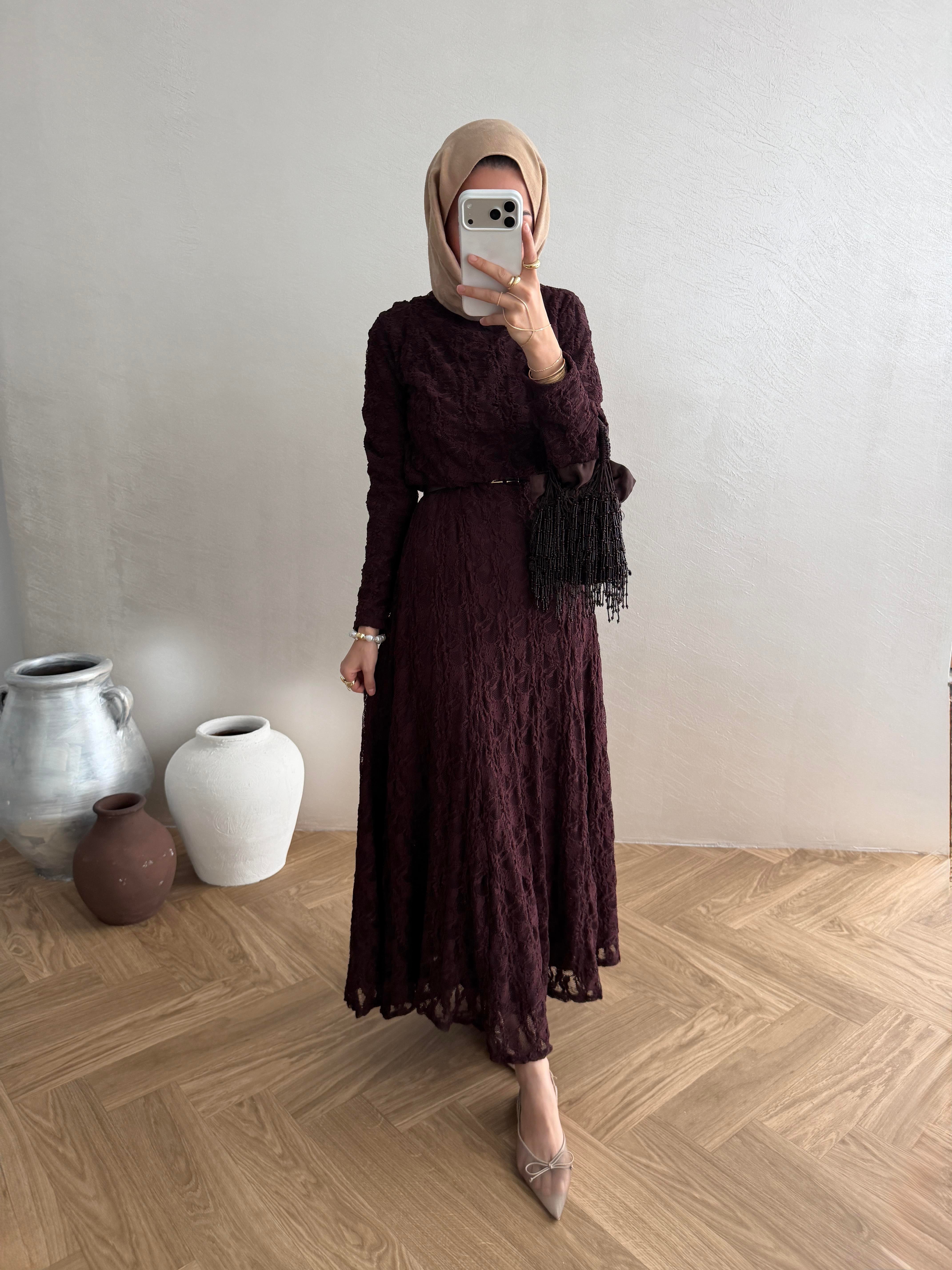 Dantelli Elbise - Bordo