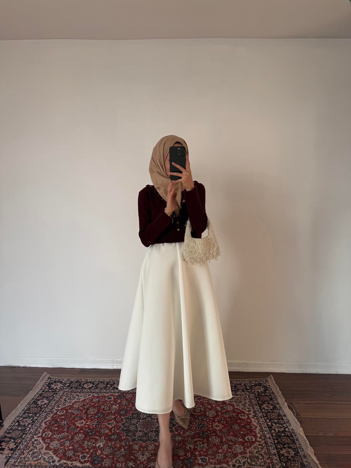 Düğmeli Triko Kazak - Bordo