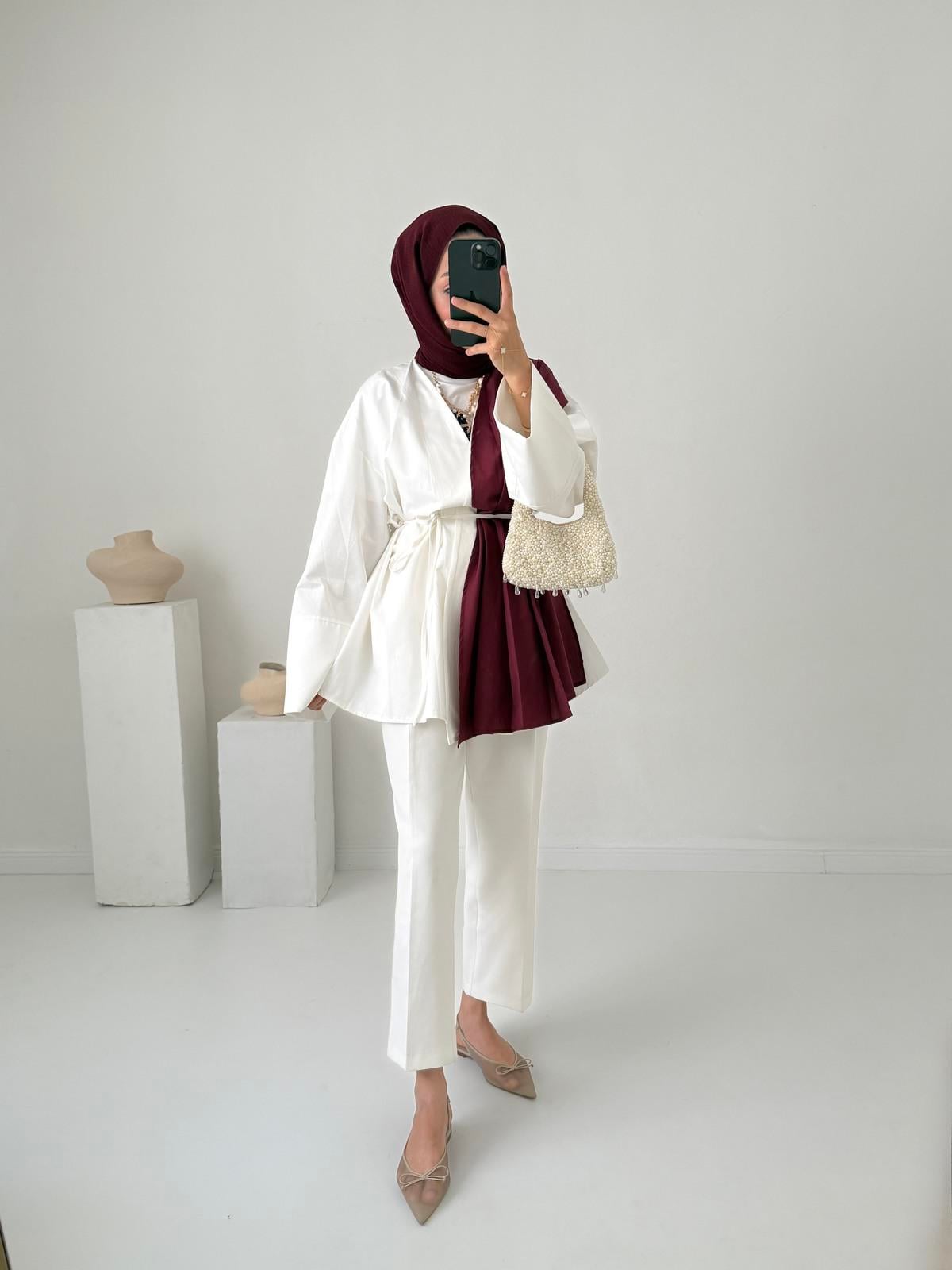 Kimono Gömlek - Bordo