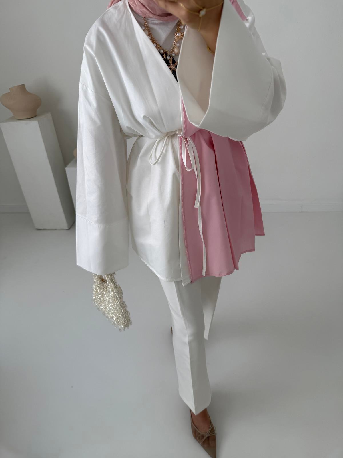 Kimono Gömlek - Pudra
