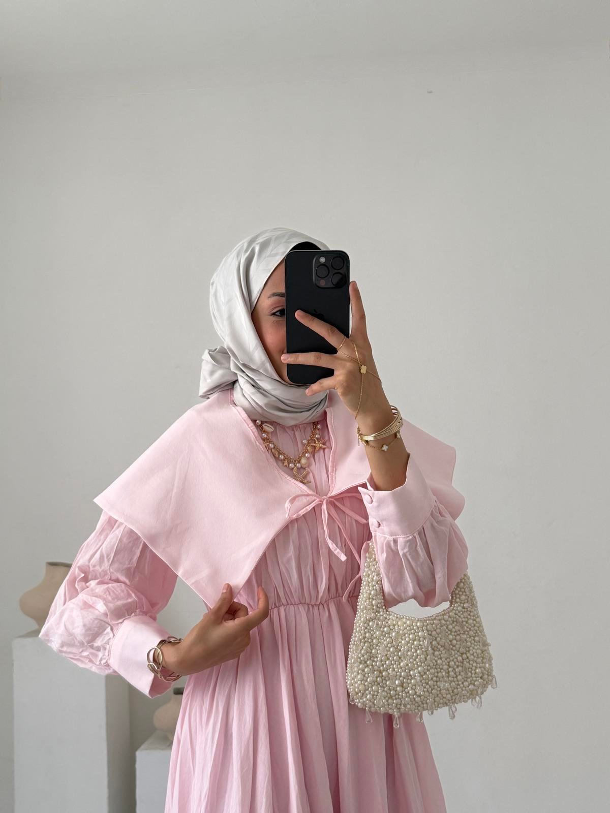 Mia Keten Elbise - Pembe