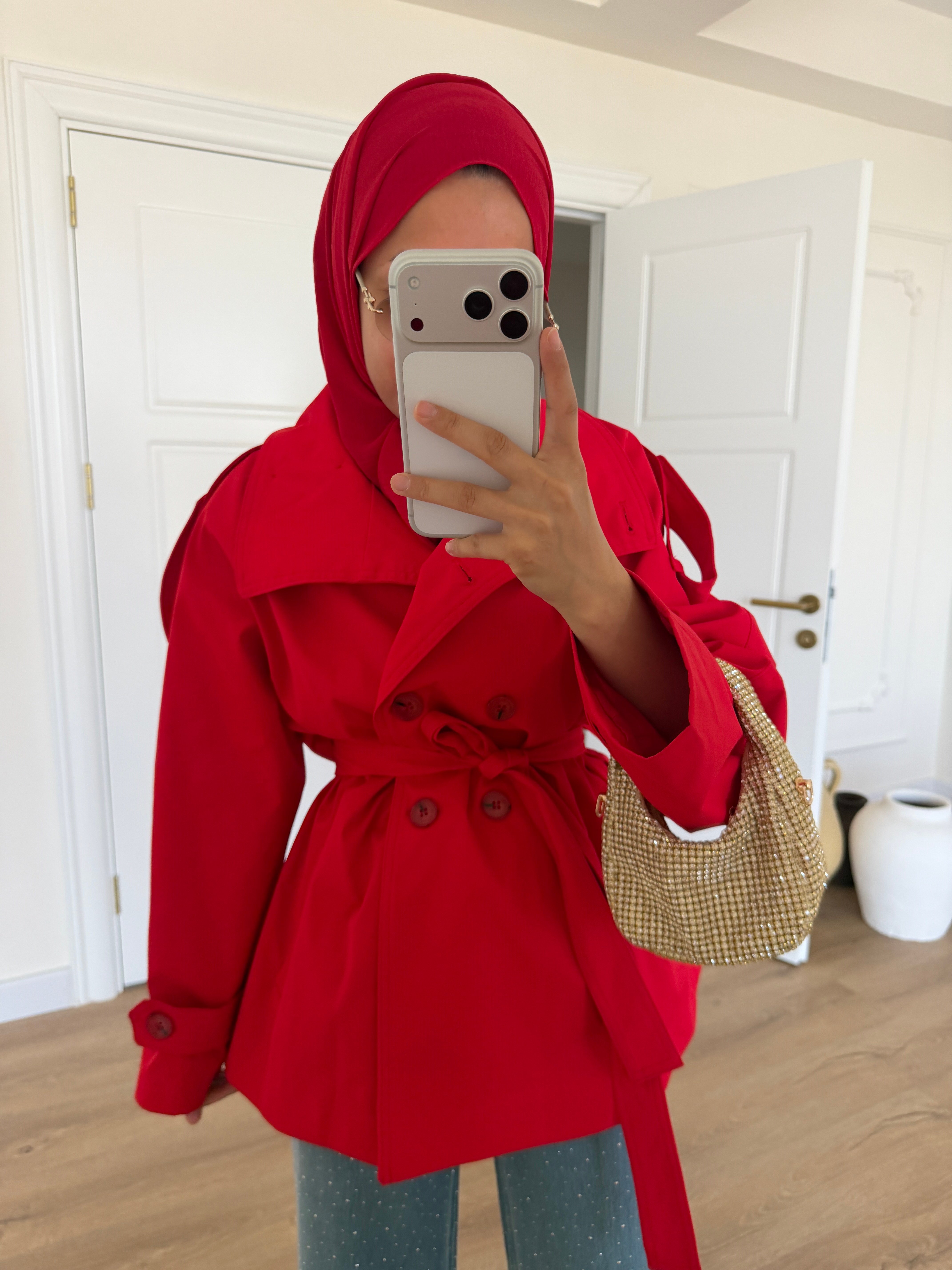 Mng Premium Trençkot - Kırmızı
