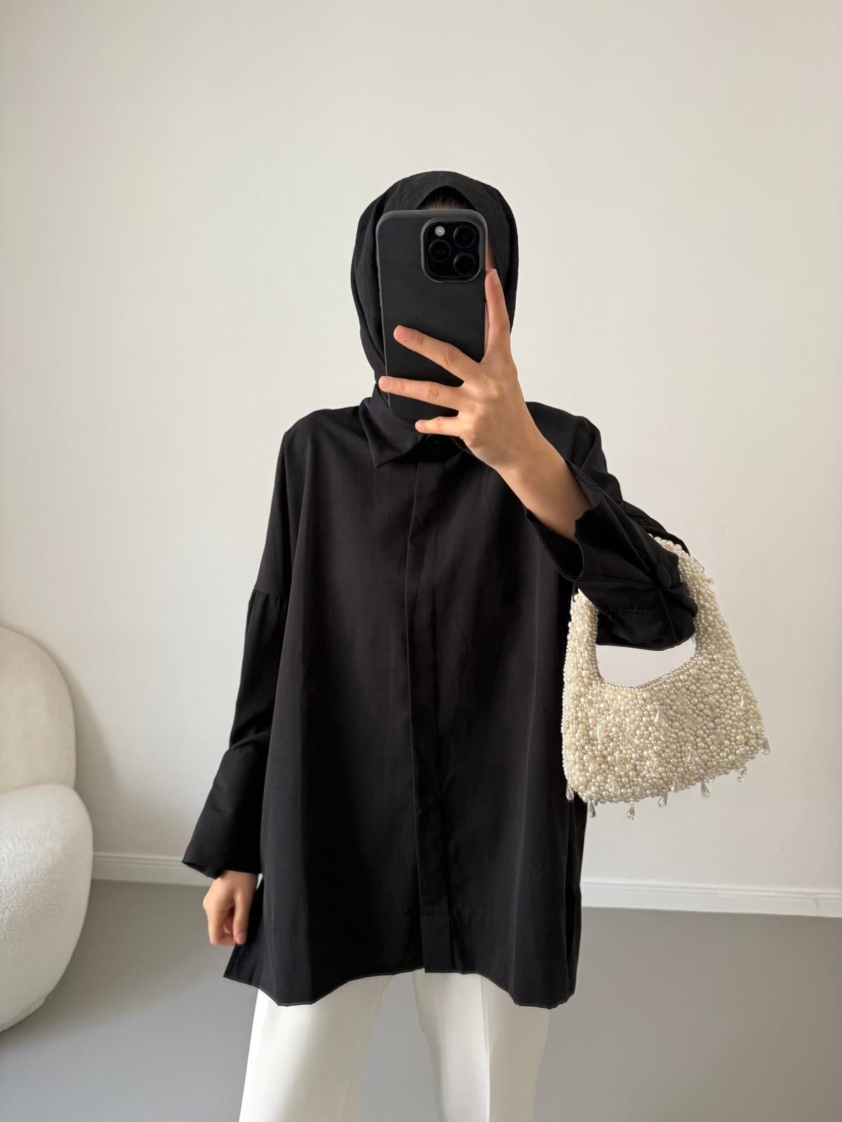 Poplin Gömlek - Siyah