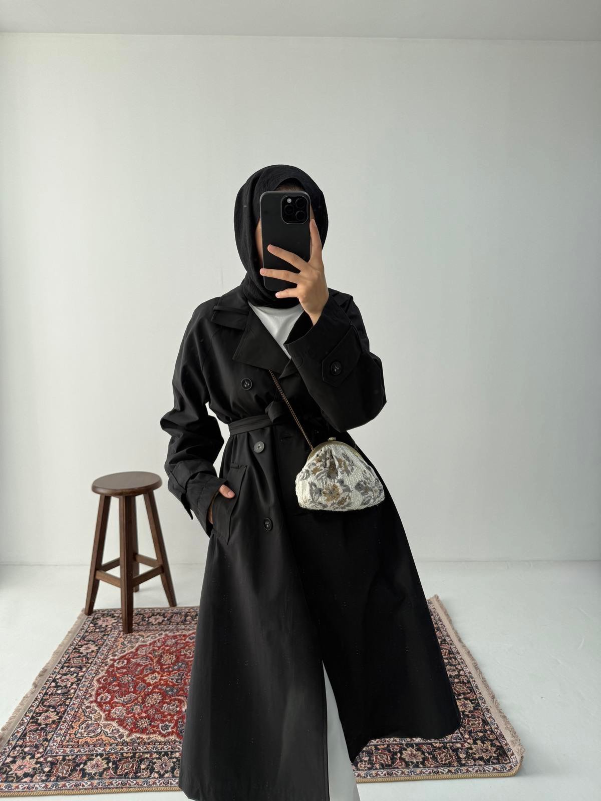 Premium Kalite Trençkot - Siyah