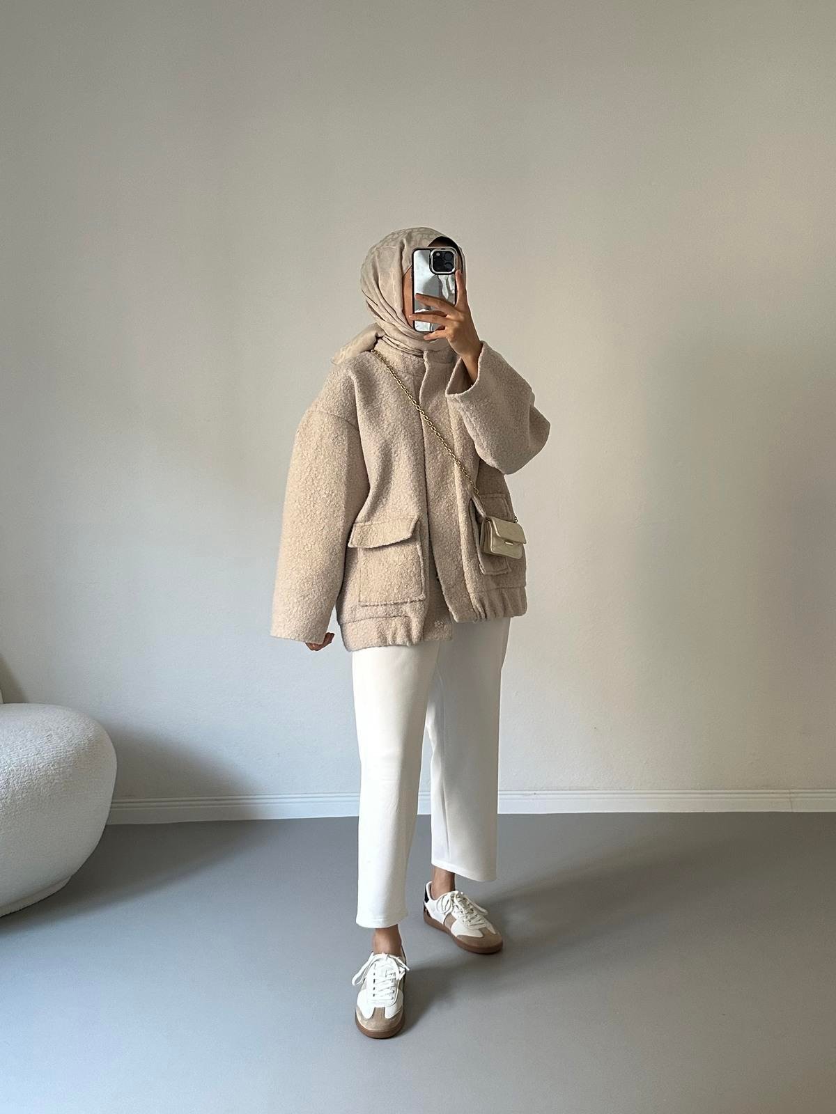 Premium Teddy Ceket - Bej