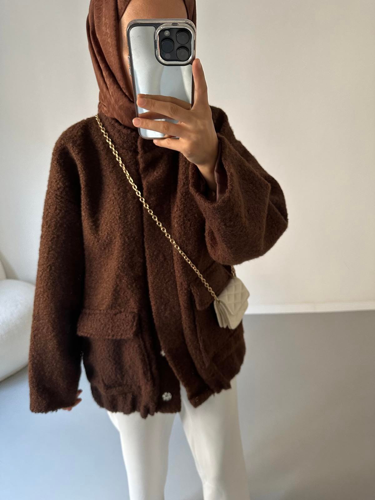 Premium Teddy Ceket - Kahve