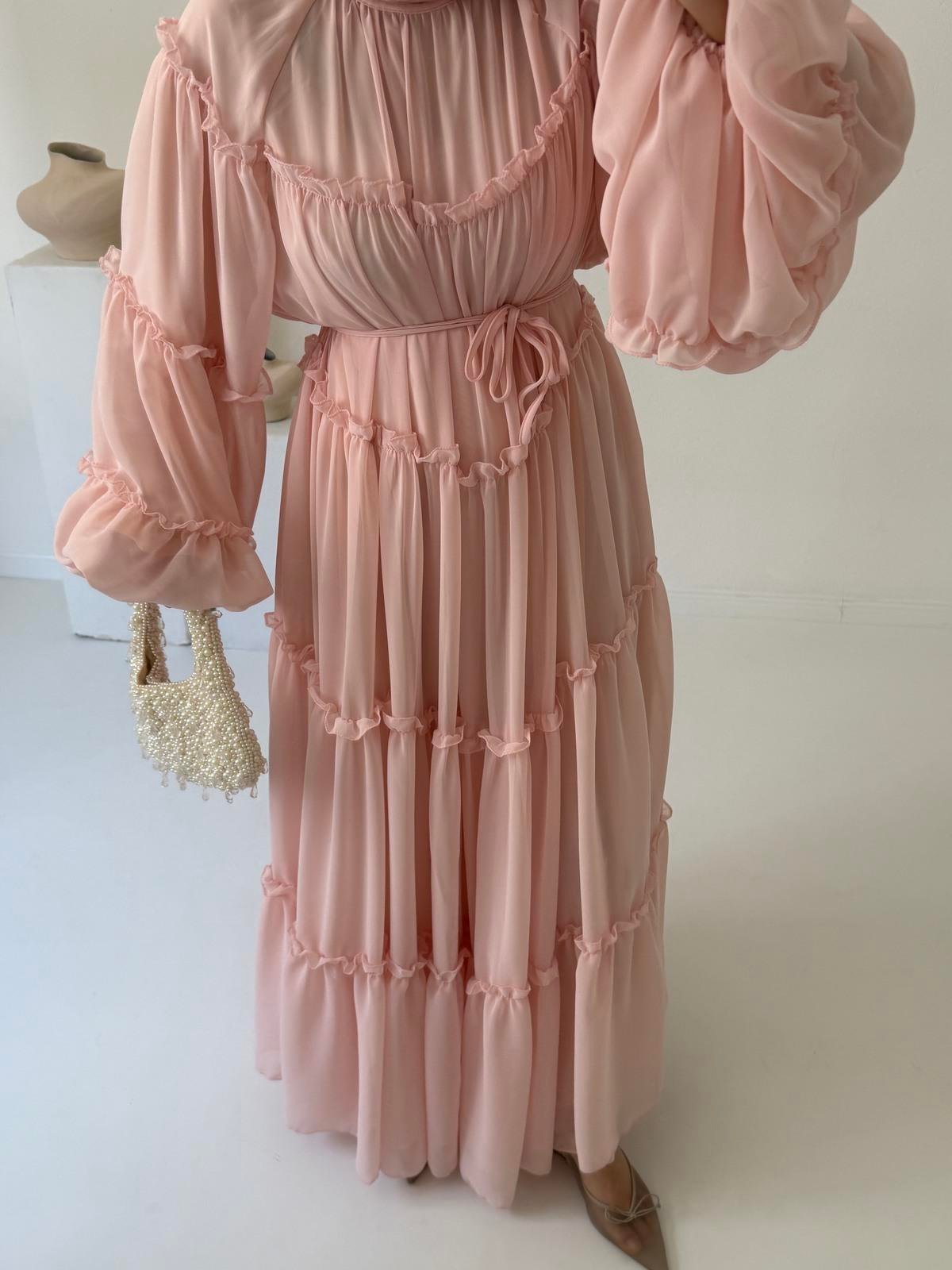 Prenses Şifon Elbise - Pembe