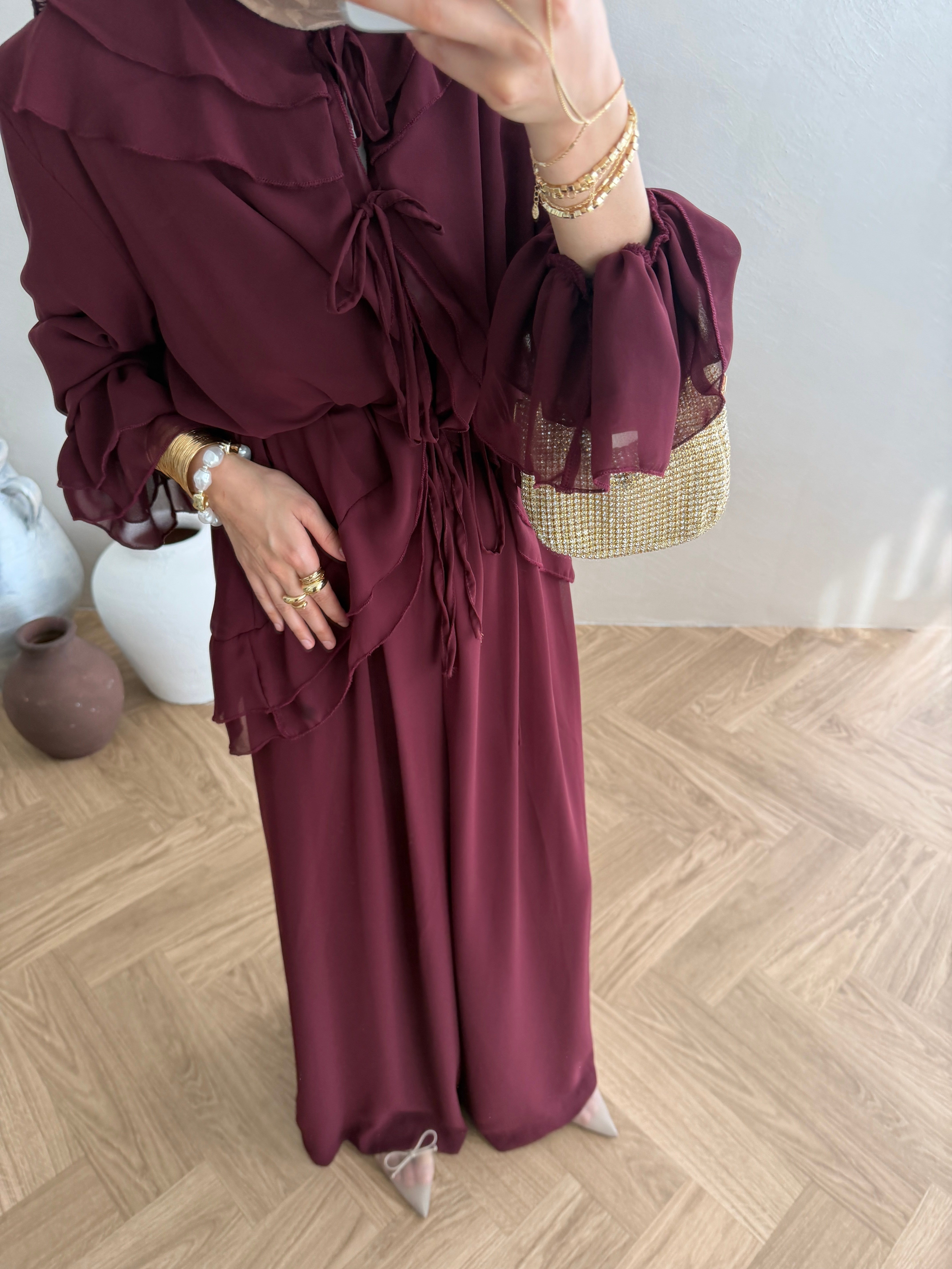 Şifon Tasarım Takım - Bordo
