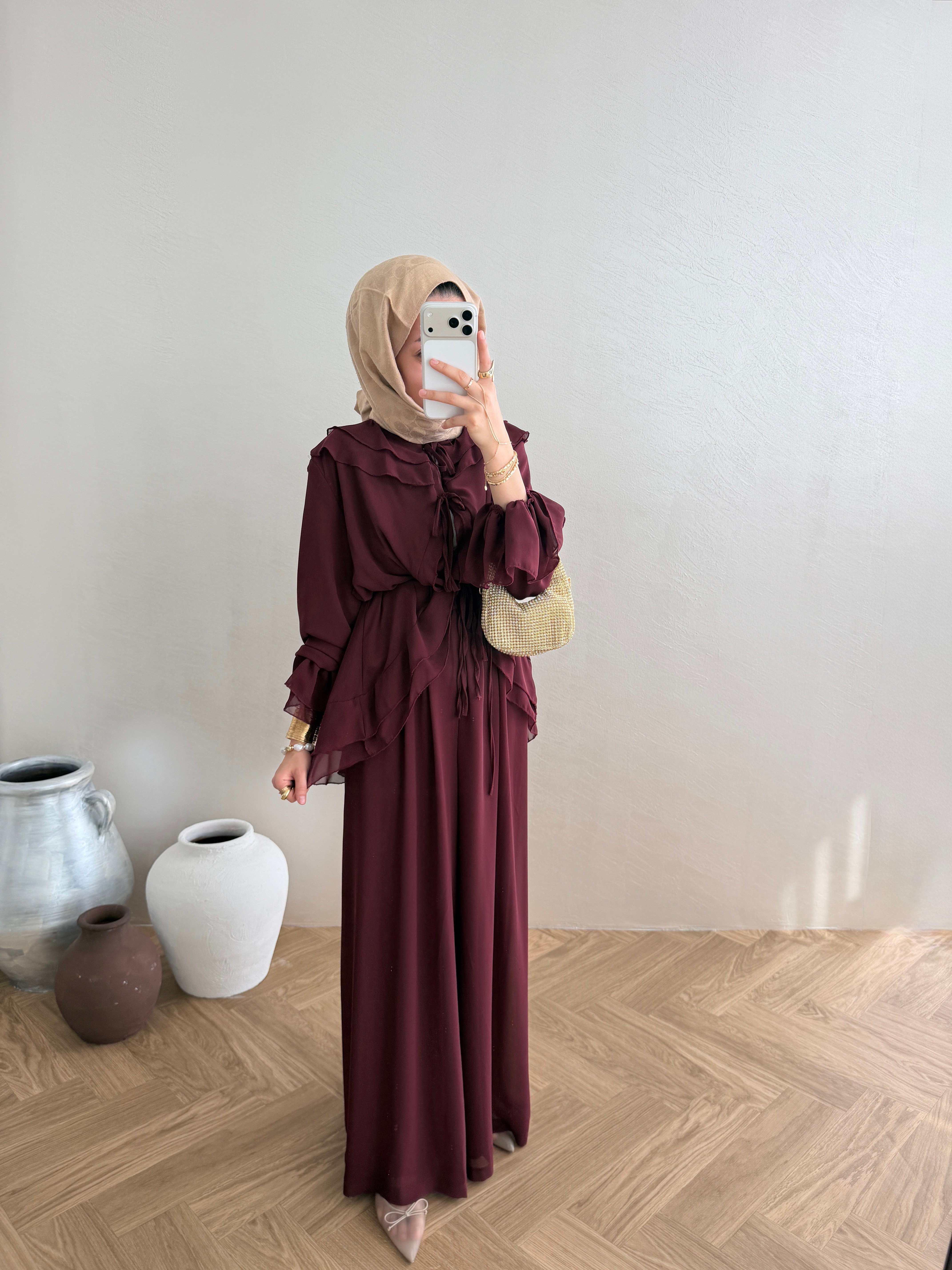 Şifon Tasarım Takım - Bordo