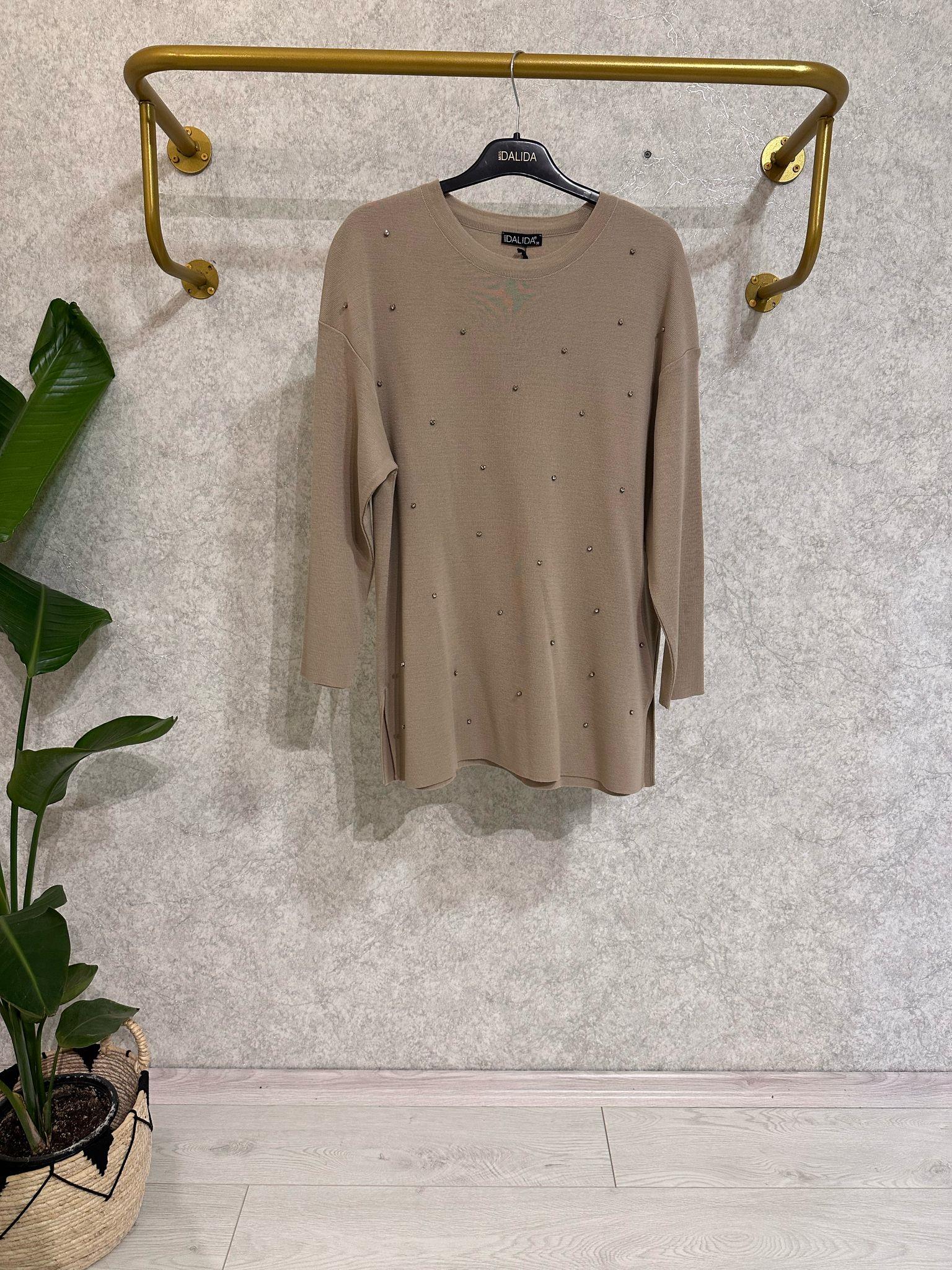 T24K-6024 Önü Taşlı Basic Tunik