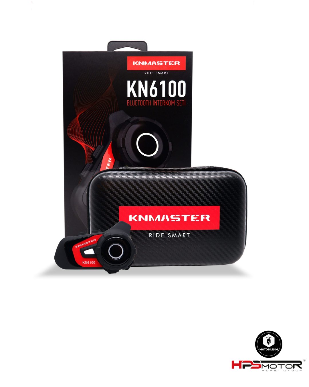 Knmaster KN6100 Motosiklet Kask İnterkom Bluetooth Intercom Kulaklık Seti Kırmızı