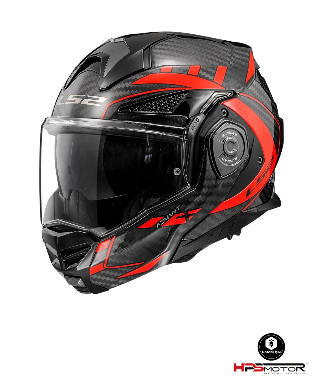 LS2 Advant X Carbon Future Kask Kırmızı-Siyah