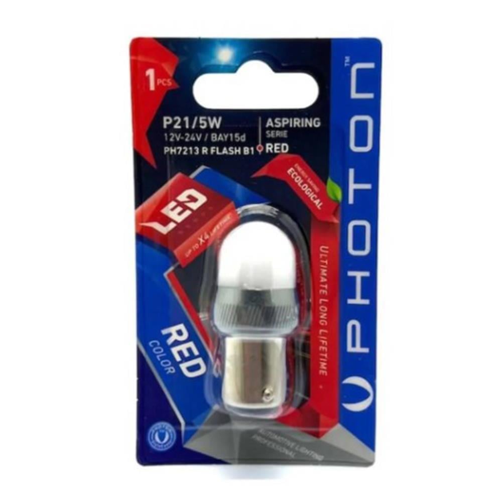 Photon P21W/R5W/R10W 12-24V KIRMIZI FLASH (TEKLİ BLİSTER) PH7214 R FLASH B1