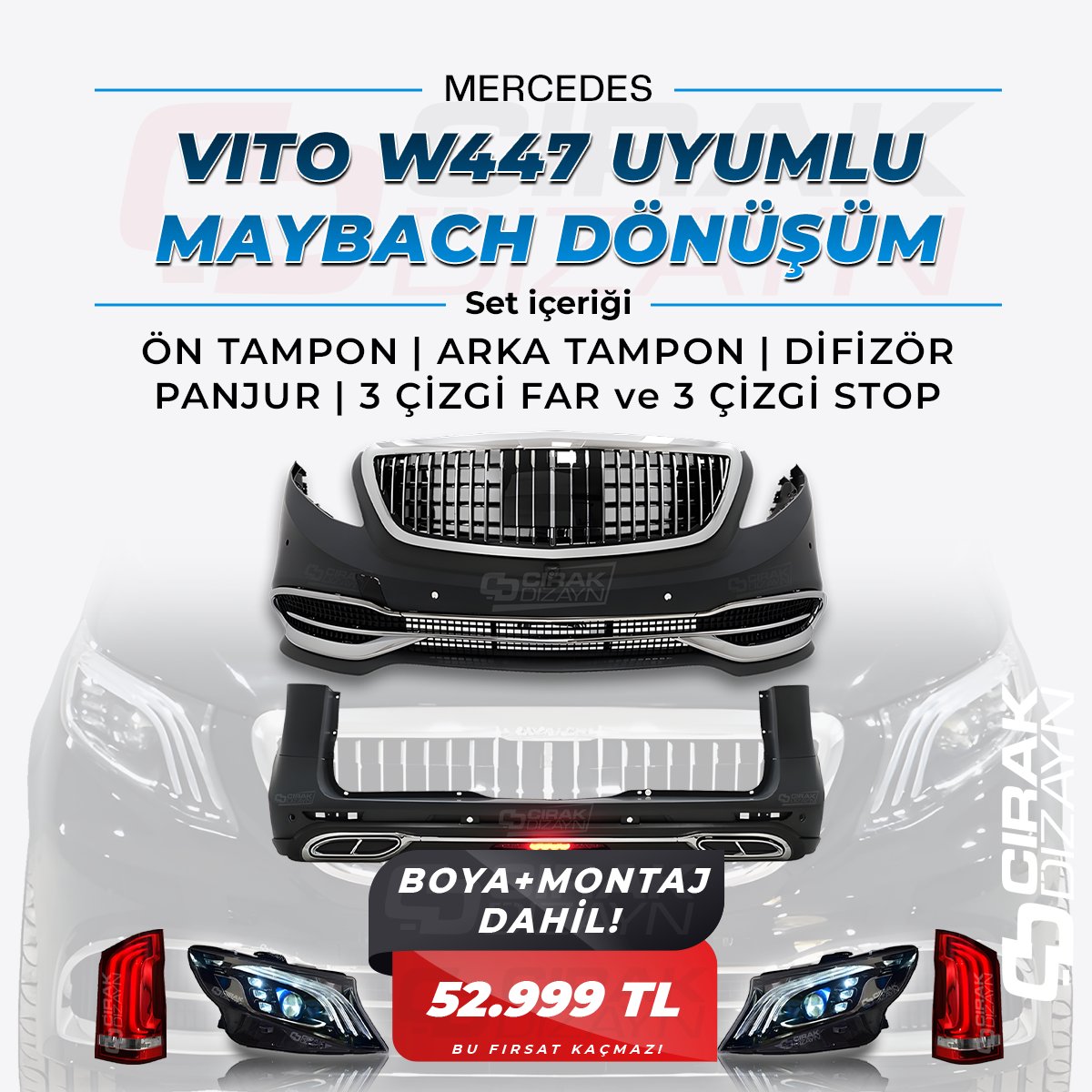 VITO W447 UYUMLU MAYBACH GÖRÜNÜM | BOYA MONTAJ DAHİL FIRSATI!