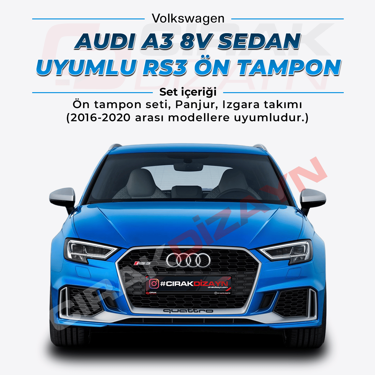 AudiAudi A3 8V Sedan Uyumlu RS3 Ön Tampon 2016-2020A3-A6-A8