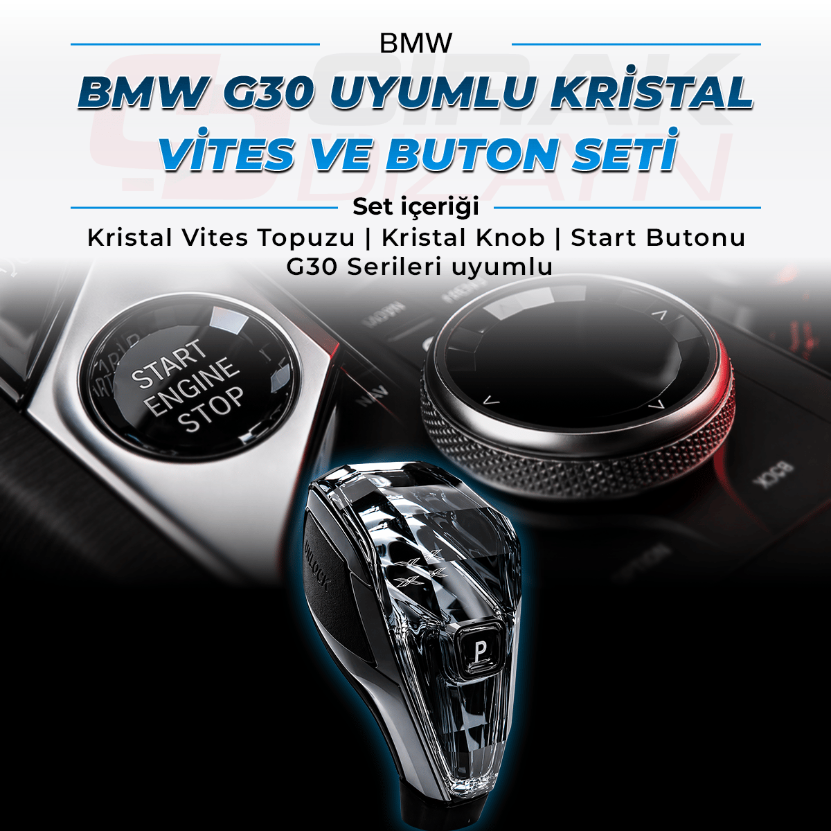 BMWBMW Kristal Vites Topuzu ve Buton Seti |  G30İç Aksesuar