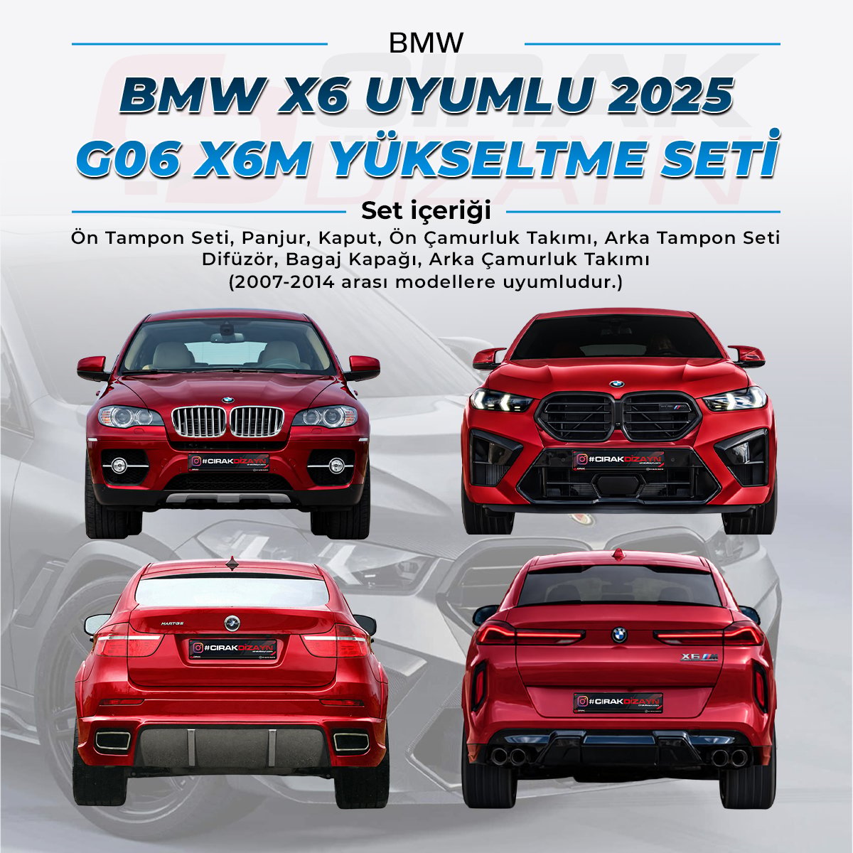 BMWBMW X6 E71 2007-2014 Uyumlu G06 X6M 2025 Yükseltme SetiBMW X Serisi