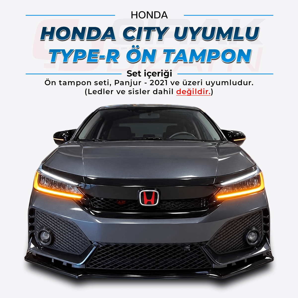 HondaHonda City 2021+ Uyumlu Type-R Ön Tampon ve Panjur SetiCITY