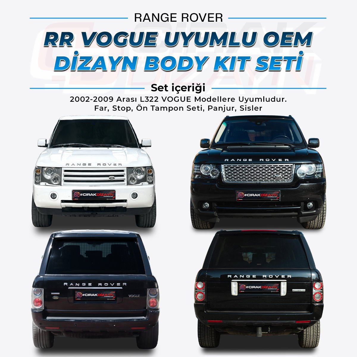 Land RoverRange Rover Vogue 2002-2009 Uyumlu OEM Dizayn Dönüşüm SetiRange Rover