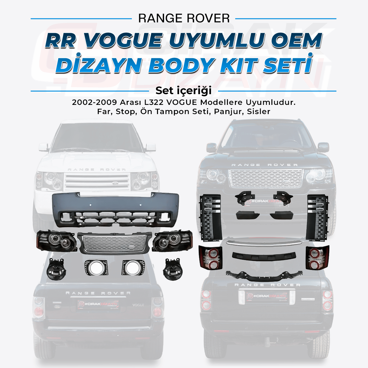 Land RoverRange Rover Vogue 2002-2009 Uyumlu OEM Dizayn Dönüşüm SetiRange Rover