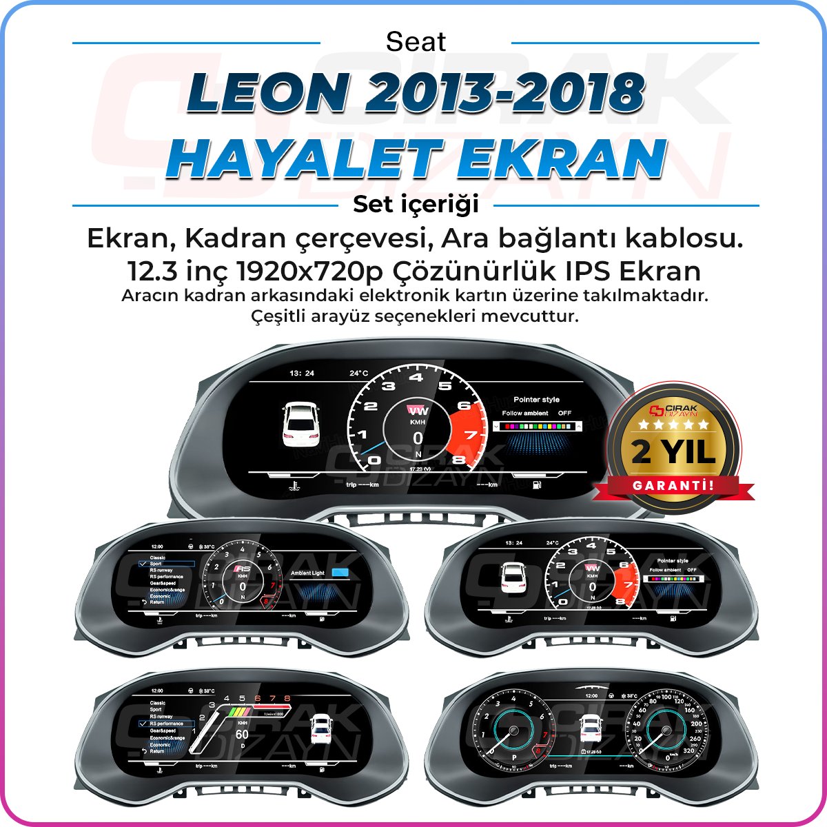 SeatLeon MK3 Uyumlu Hayale Ekran İç Aksesuar