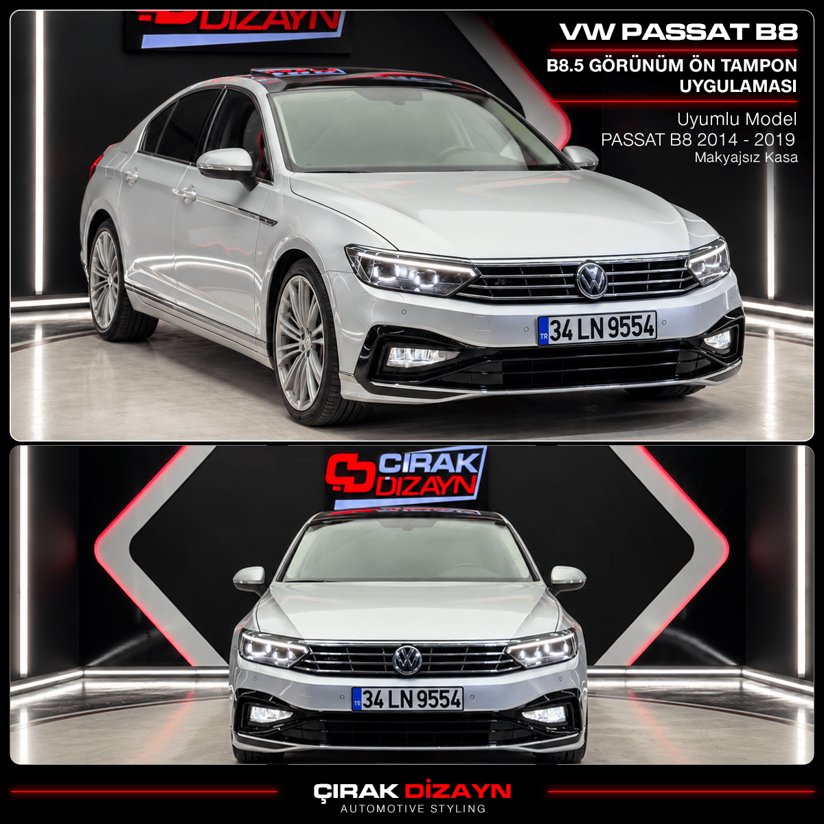 VolkswagenPassat B8 Uyumlu 8.5 Dizayn Ön Tampon SetiPASSAT B8 ve 8.5