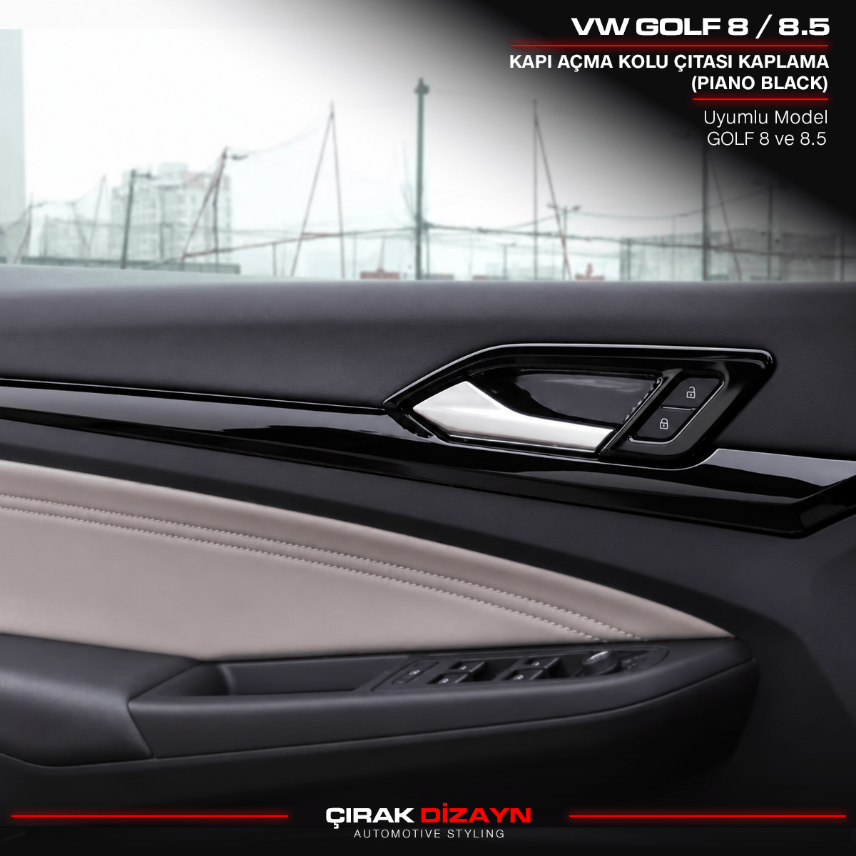 VolkswagenVolkswagen Golf 8 ve 8.5 Uyumlu Piano Black Kapı Açma Kolu Çıta Kaplamaİç Aksesuar