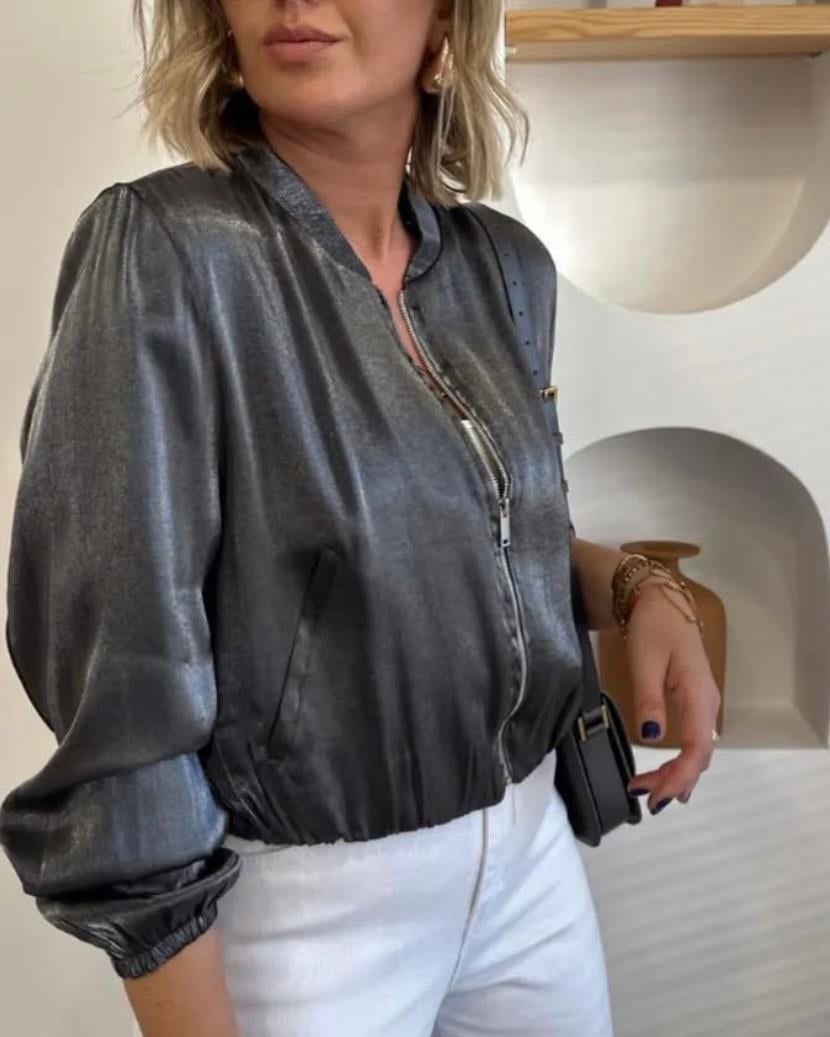 SATEN FERMUARLI BOMBER CEKET