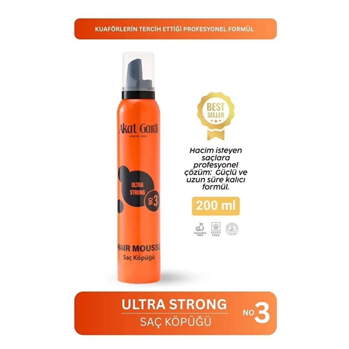 Akat Gardi Saç Köpüğü Ultra Strong No:3 200 ml
