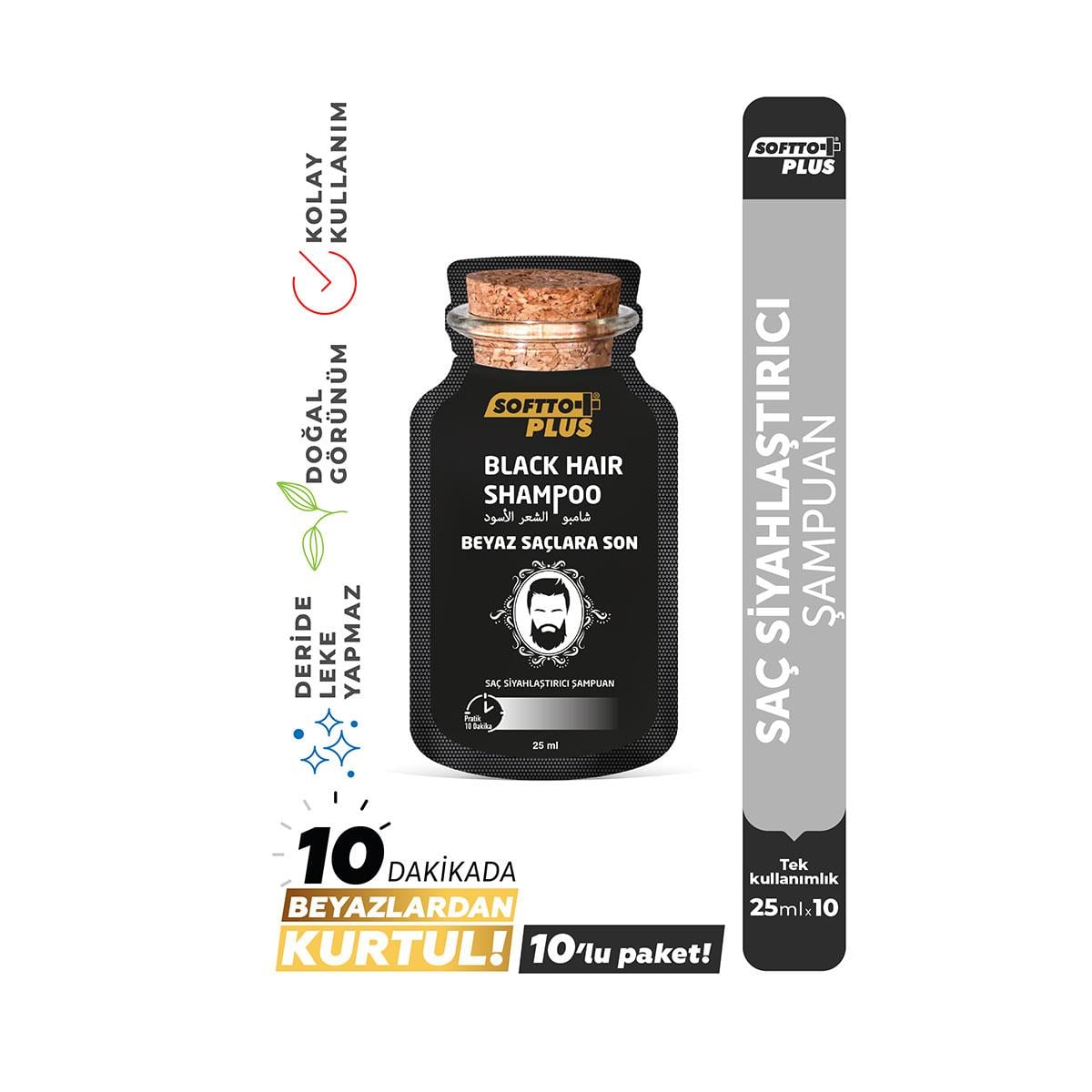 Softto Plus Saç Boya Şampuanı Siyah 25 ml x 10 Ad.