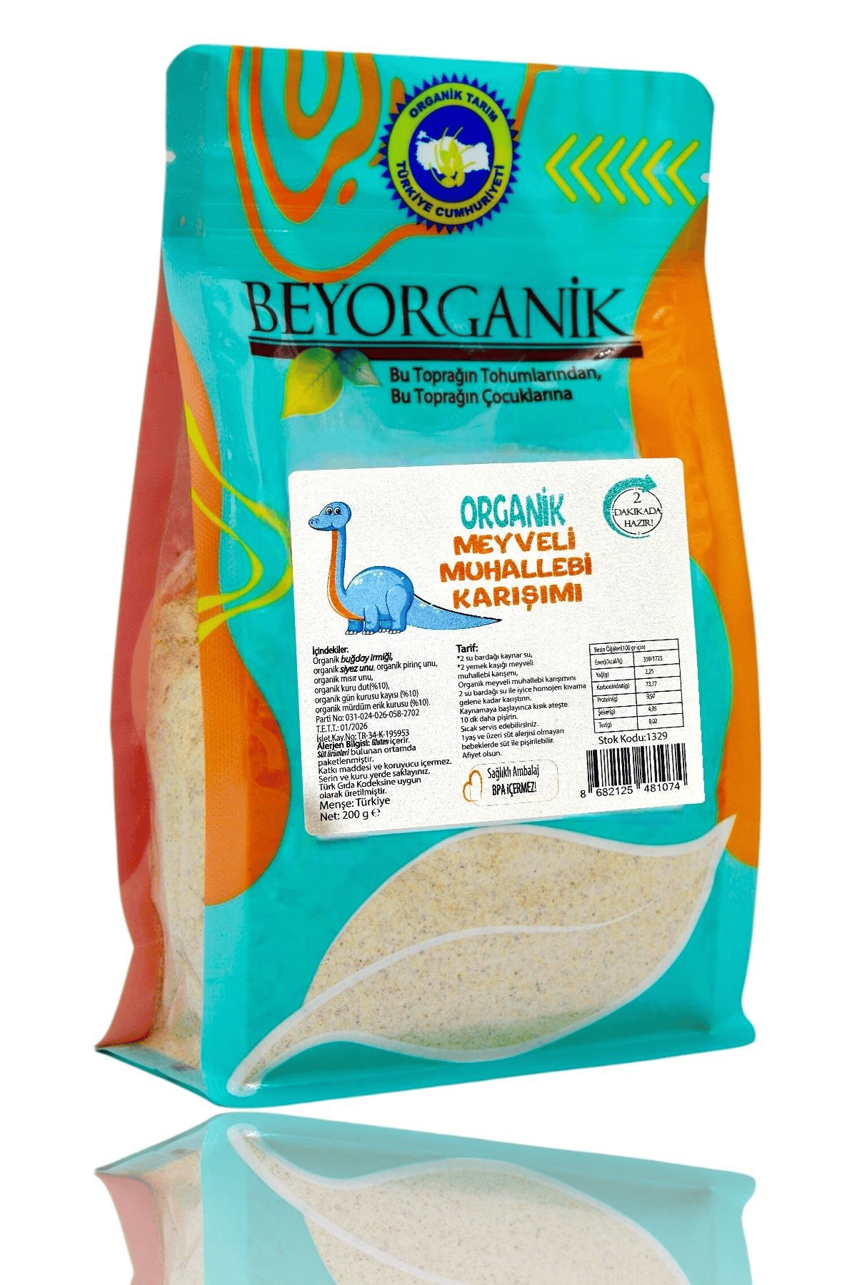 Beyorganik Organik Meyveli Muhallebi Karışımı 200 gr +6 Ay & Mürdüm Erik, Organik Dut, Organik Gün Kurusu