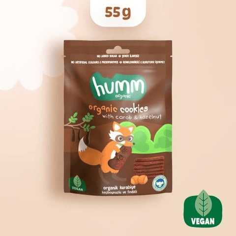 Humm Organik Vegan Keçiboynuzlu ve Fındıklı Kurabiye 55 gr