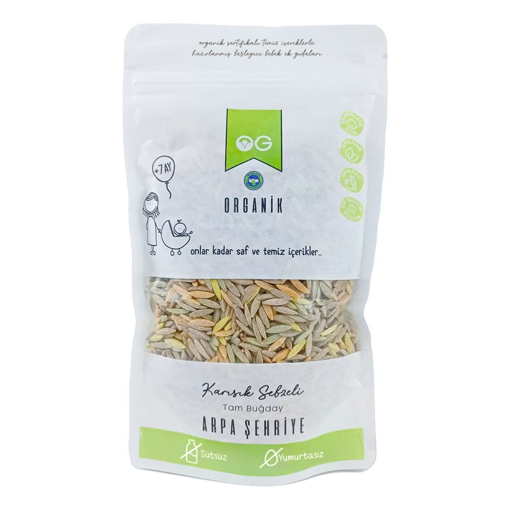 OG Natural Organik Karışık Sebzeli Tam Buğday Arpa Şehriye 250 gr +7 Ay