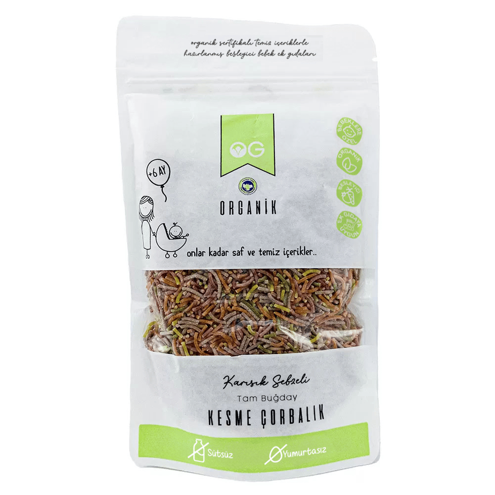 OG Natural Organik Karışık Sebzeli Tam Buğday Kesme Çorbalık 200 gr +6 Ay