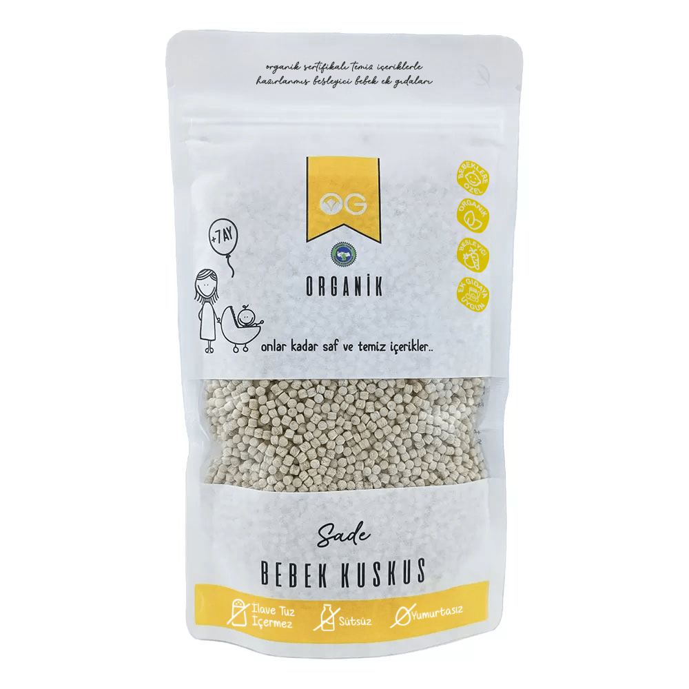 OG Natural Organik Sütsüz Yumurtasız (Sade) Bebek Kuskus 250 gr + 7 Ay