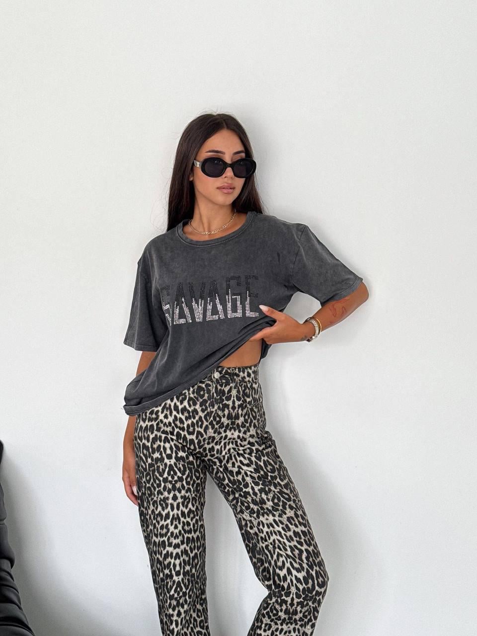 Savage Yıkamalı Basic T-shirt