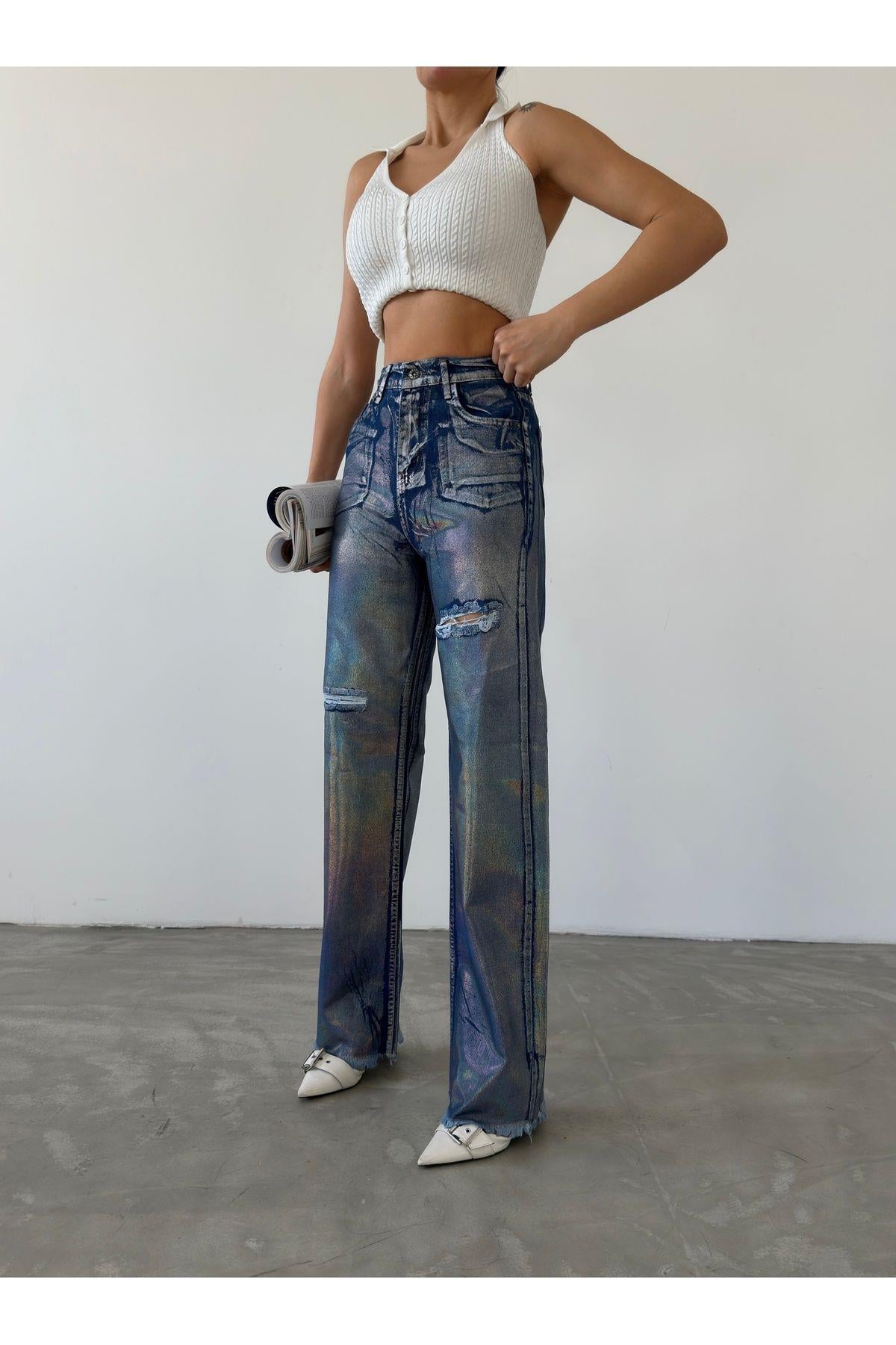 Uzun Salaş Baggy Kadın Jeans