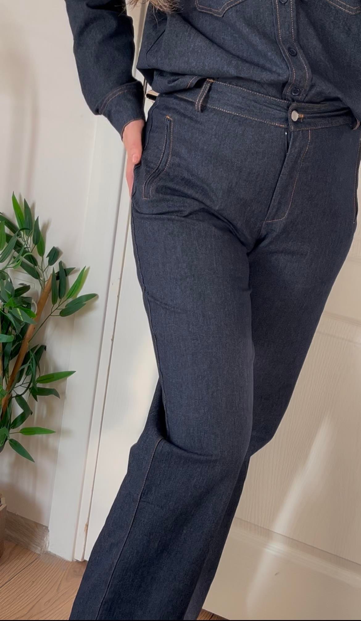 Denim Yüksek Bel Likralı Jean
