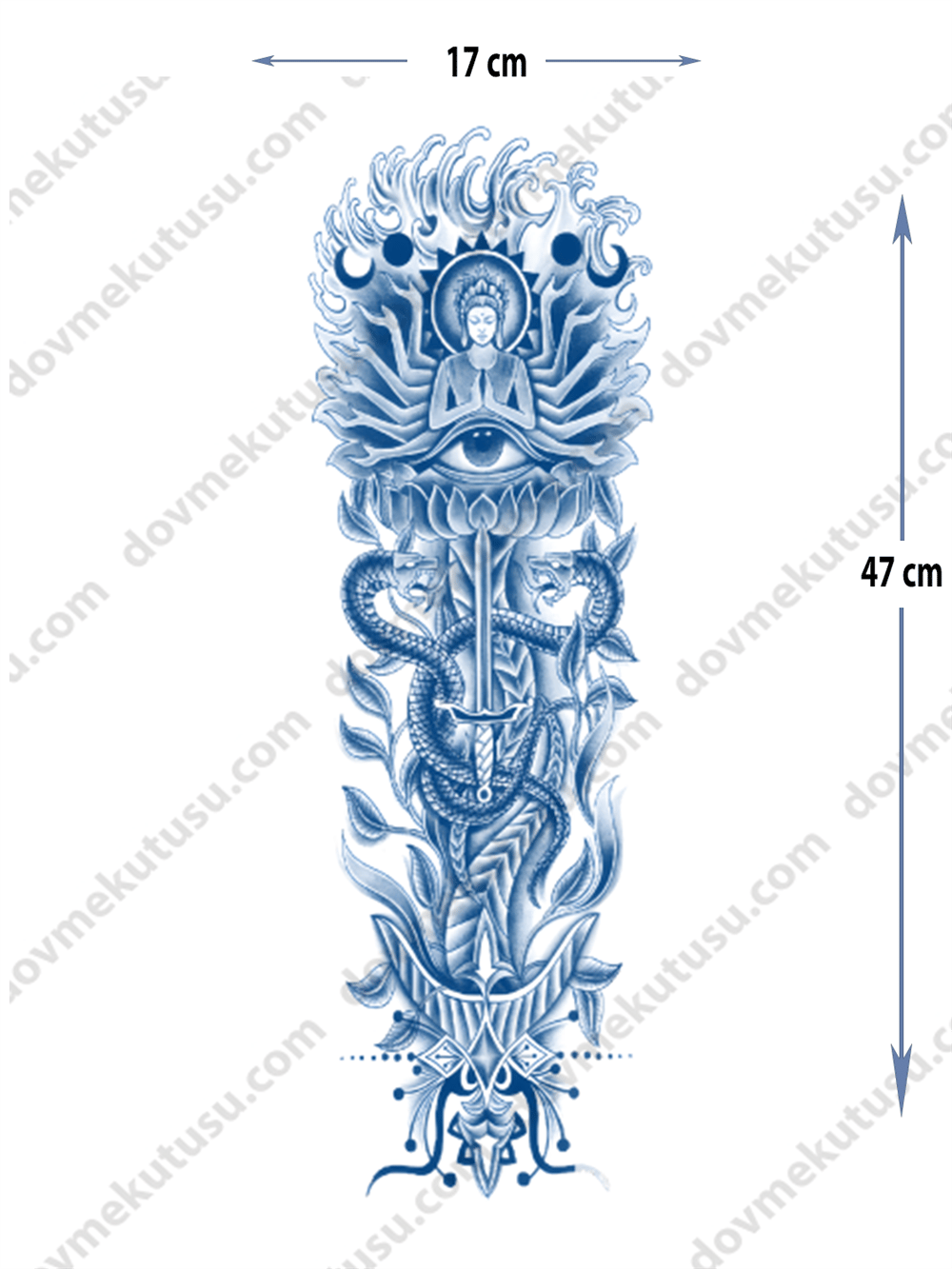 buda ve lotus çiçeği yarı kalıcı Kol Kaplamalı Dövme 