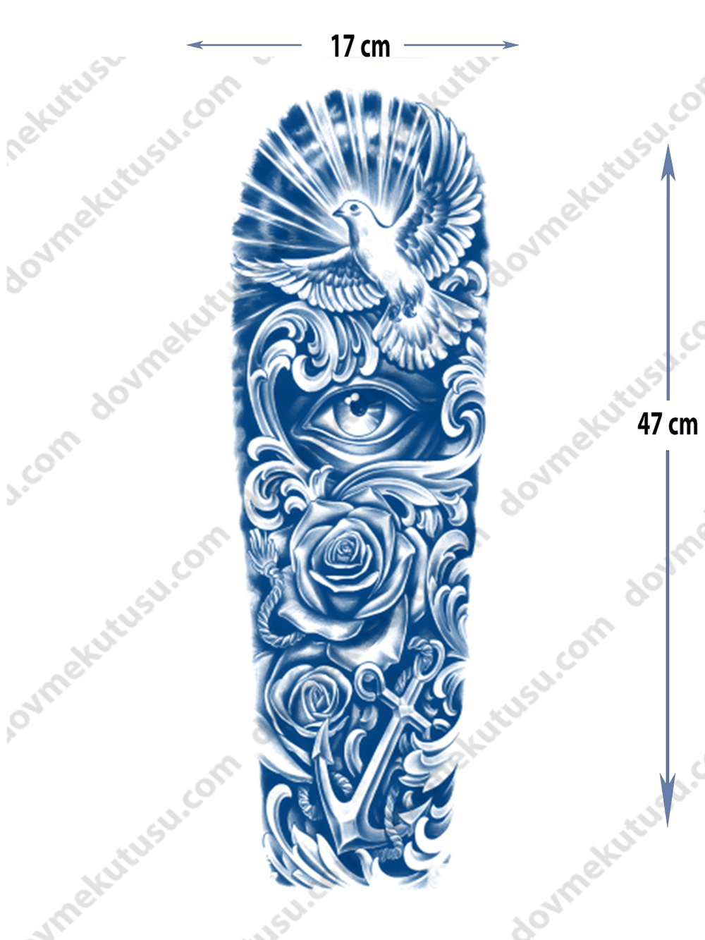 çiçek ve göz figürü yarı kalıcı Kol Kaplamalı Dövme