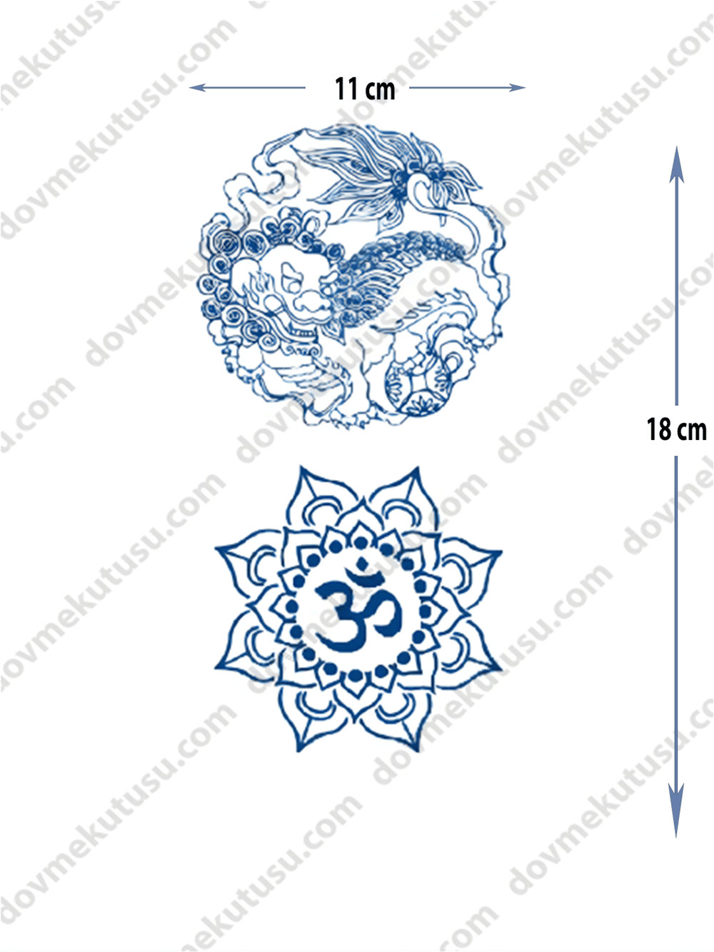 ejderha ve om mandala yarı kalıcı ORTA BOY DÖVME 