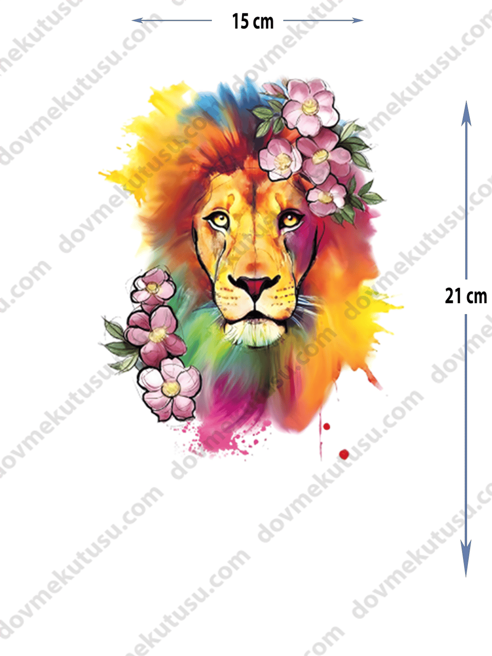 Geçici Dövme | Aslan ve Çiçek Deseni – Vahşi Güç ile Feminen Zarafet