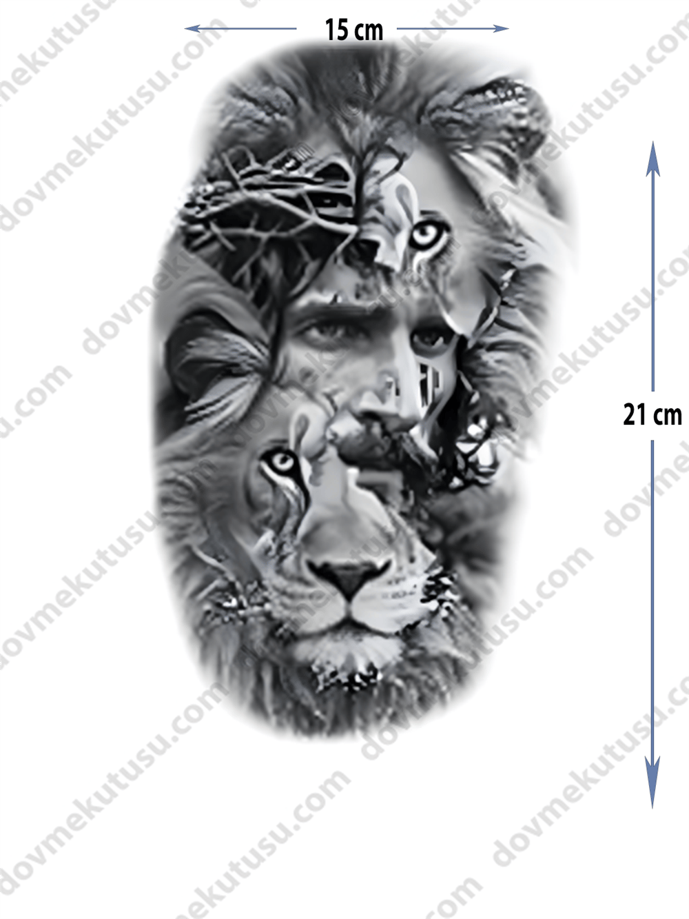 Geçici Dövme | Aslan ve Taç Tasarımı – Krallığın ve Gücün Simgesi