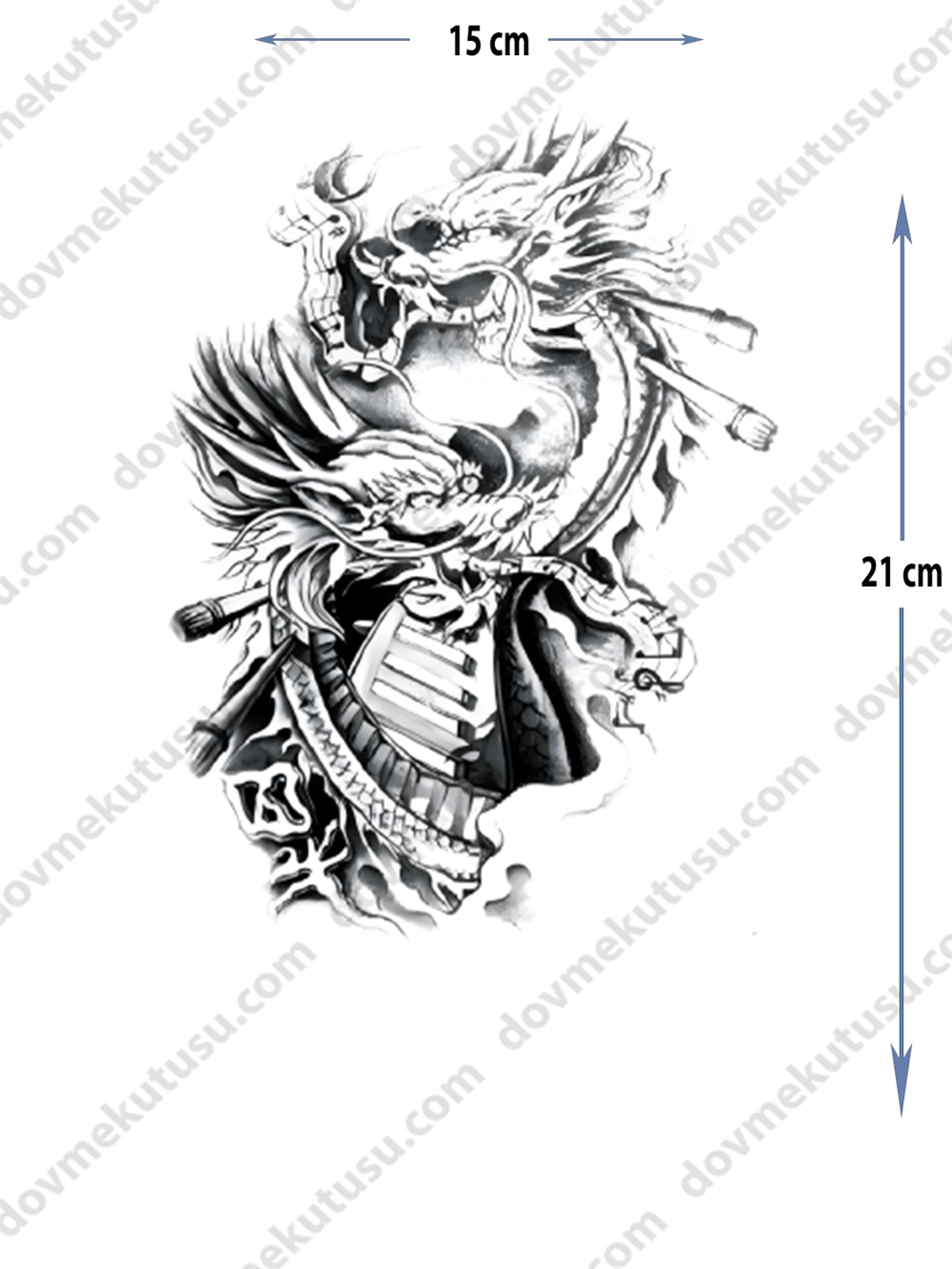 Geçici Dövme | Ejderha ve Savaşçı Motifi – Efsanevi Mücadele ve Asalet