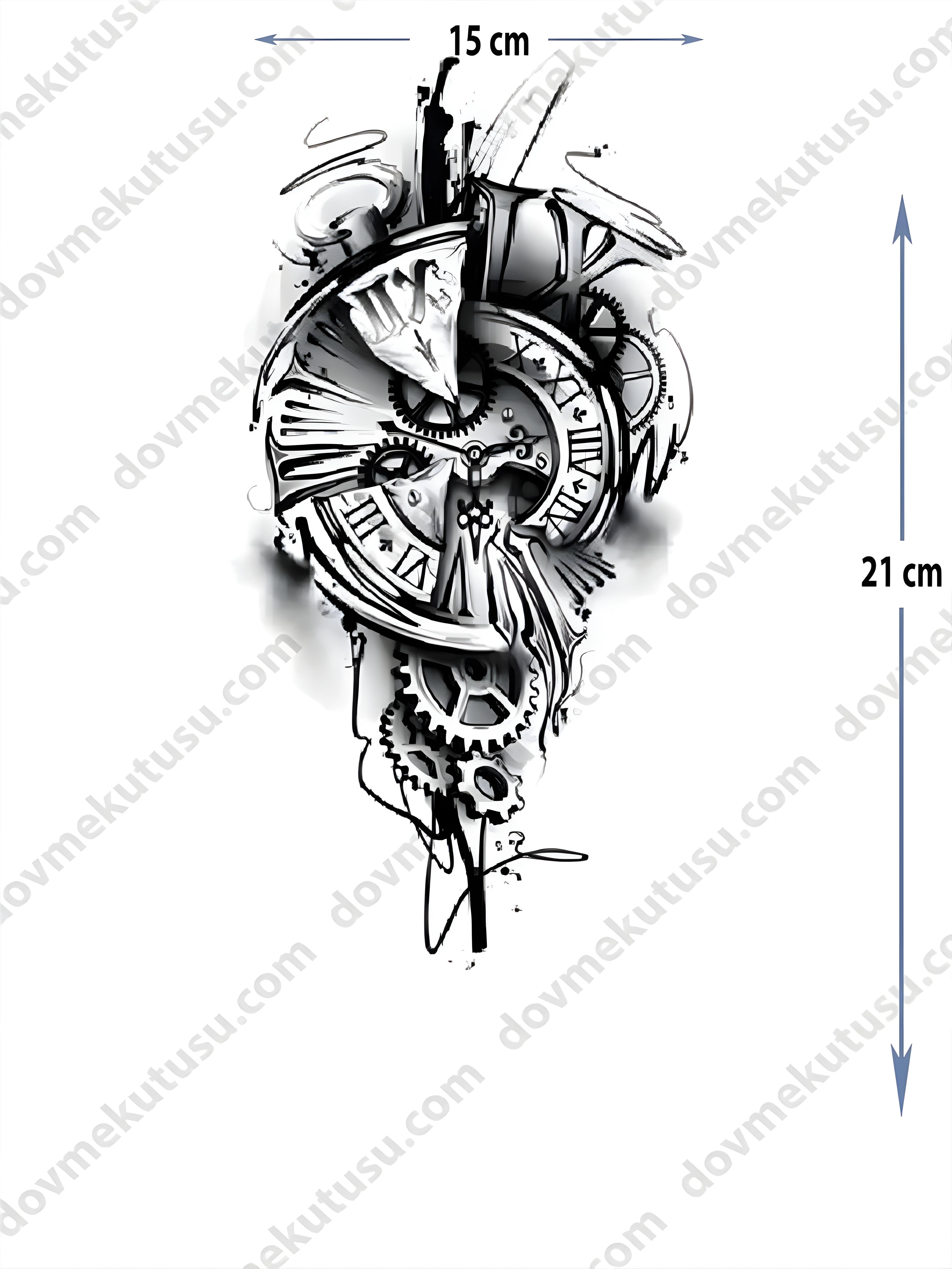 Geçici Dövme | Geometrik Çerçeve ve Çiçek Deseni