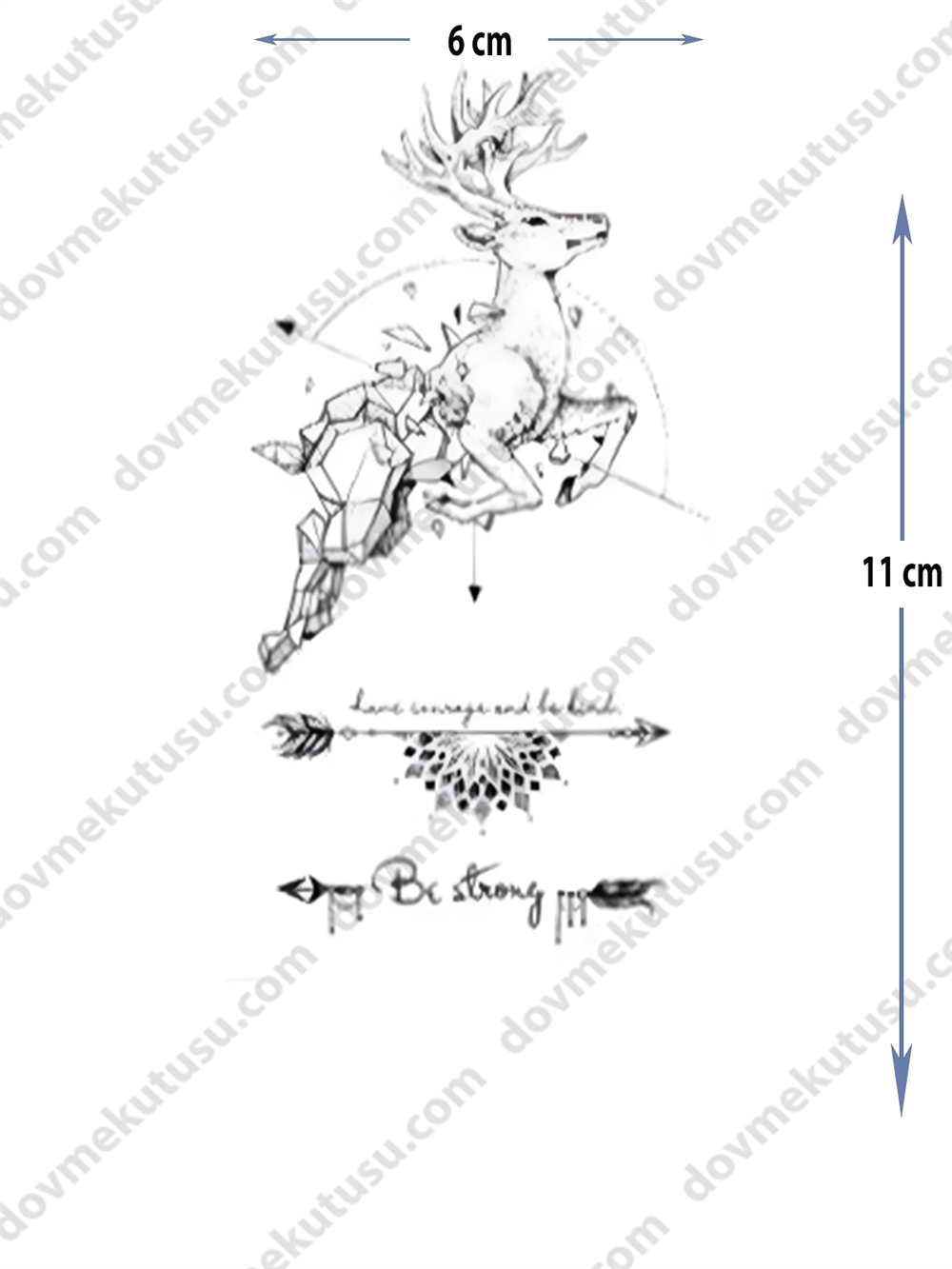 Geçici Dövme | Geyik ve Ok Tasarımı – Doğanın Gücü ve Asaletini Yansıtın